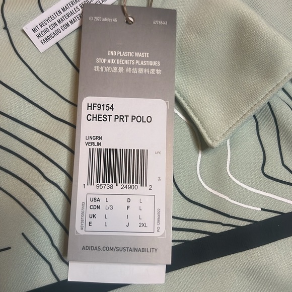NWT Adidas Men's Light Green Golf Polo Shirt sz L Aeroready Technology - Picture 6 of 12